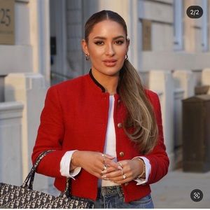 Zara Red Blazer with Black Trim